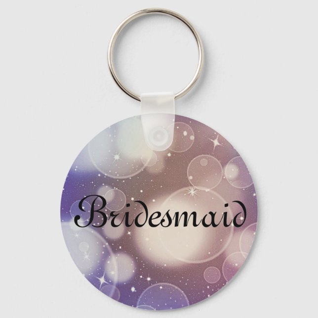 Purple Glitter Personalized Bridesmaid Keychain (Front)