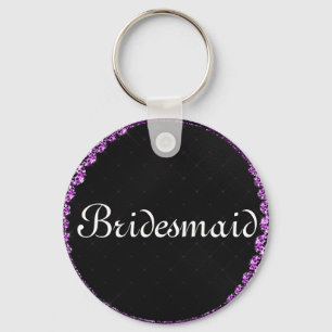 Purple Glitter Personalized Bridesmaid Keychain
