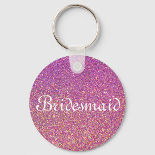 Purple Glitter Personalized Bridesmaid Keychain