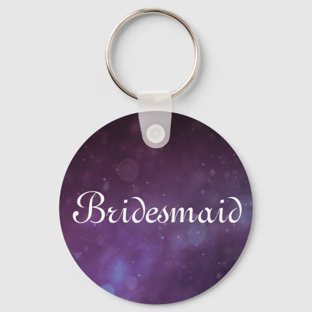 Purple Glitter Personalized Bridesmaid Keychain (Front)