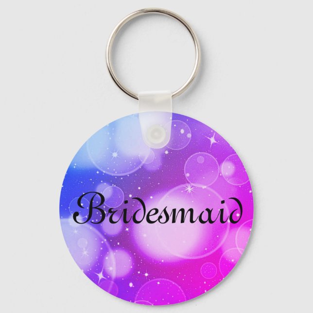Purple Glitter Personalized Bridesmaid Keychain (Front)