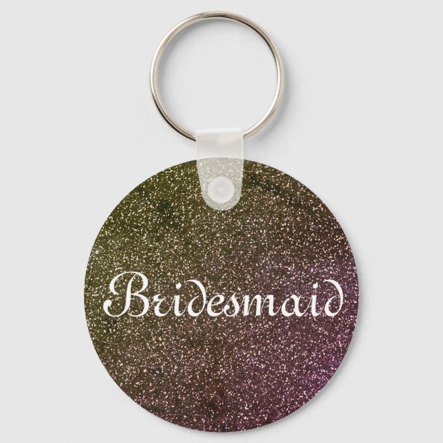 Purple Glitter Personalized Bridesmaid Keychain (Front)