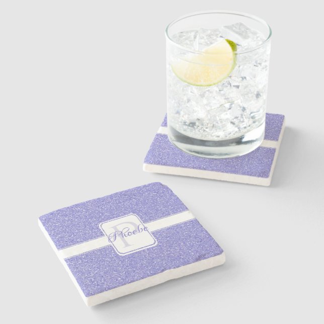 Purple Glitter Personalized Coaster (Side)