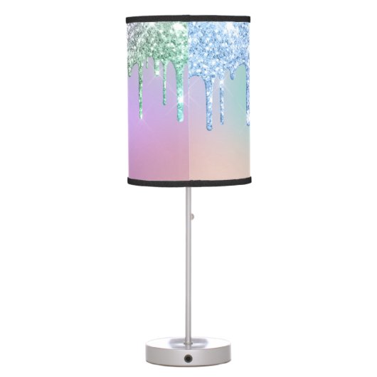 Purple Glitter Personalized Girl's Table Lamp (Back)