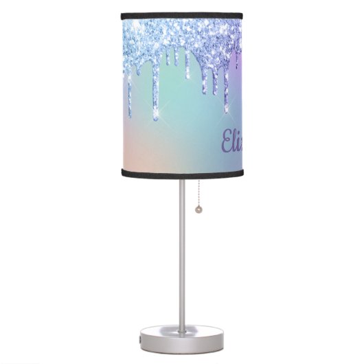 Purple Glitter Personalized Girl's Table Lamp (Left)