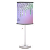 Purple Glitter Personalized Girl's Table Lamp (Right)