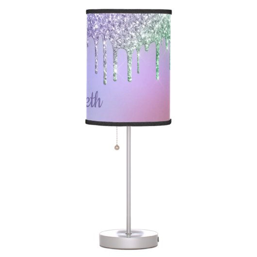 Purple Glitter Personalized Girl's Table Lamp (Right)