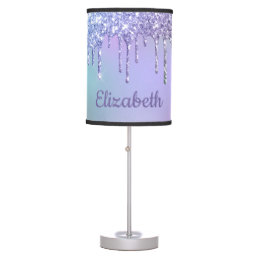 Purple Glitter Personalized Girl&#39;s Table Lamp