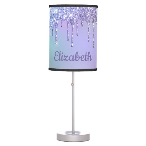 Purple Glitter Personalized Girls Table Lamp