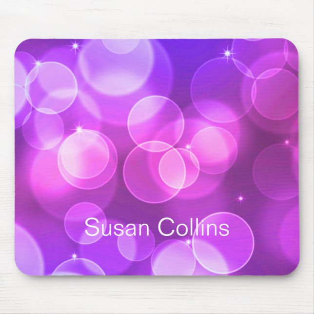 Purple Glitter Personalized Girly Mouse Pad (Front)