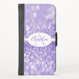 Purple Glitter Personalized iPhone Wallet Case