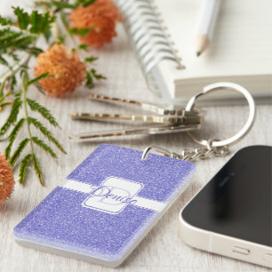 Purple Glitter Personalized Keychain