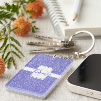 Purple Glitter Personalized Keychain