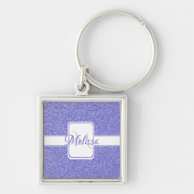 Purple Glitter Personalized Keychain (Front)