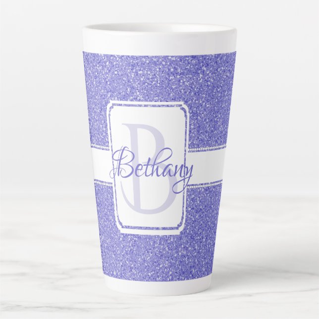 Purple Glitter Personalized Latte Mug (Front)