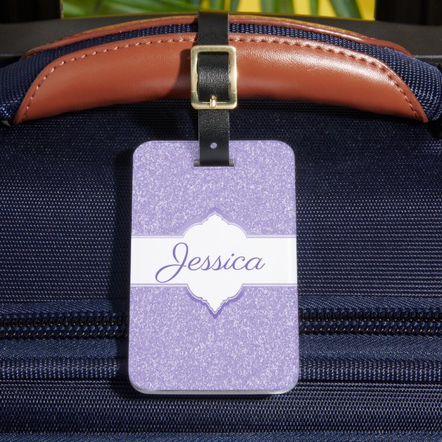 Purple Glitter Personalized Luggage Tag (Front Insitu 2)