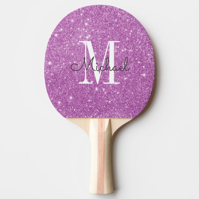 Purple Glitter Personalized Name Ping Pong Paddle (Front)