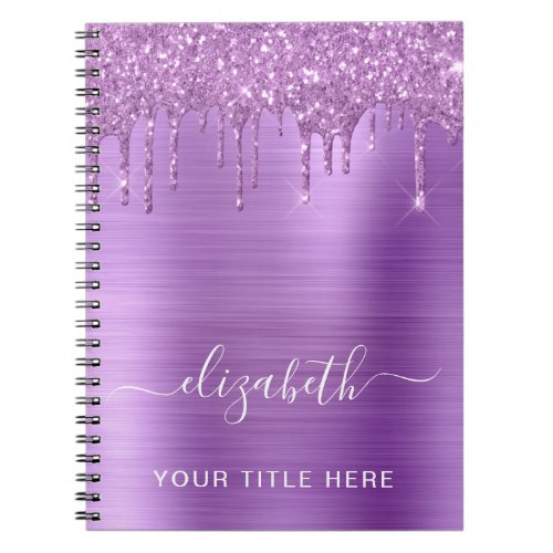 Purple Glitter Personalized Notebook