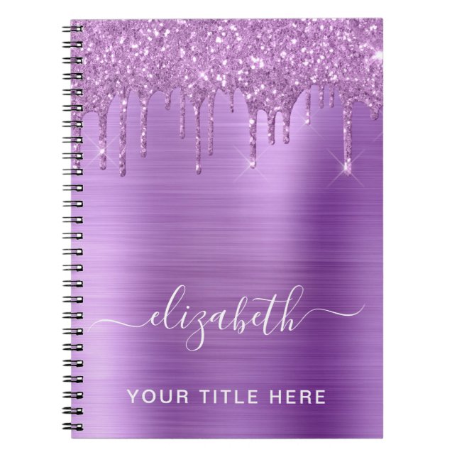 Purple Glitter Personalized Notebook (Front)