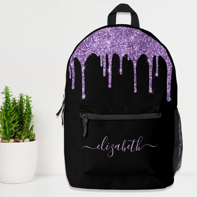 Purple Glitter Personalized Printed Backpack (Creator Uploaded)