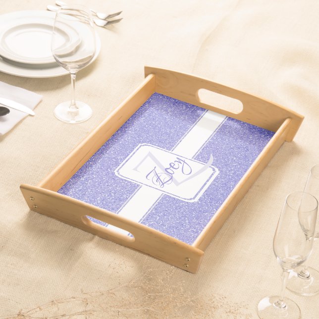 Purple Glitter Personalized Serving Tray (Front)