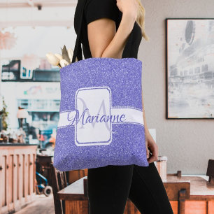 Purple Glitter Personalized Tote Bag