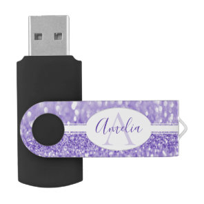 Purple Glitter Personalized USB Flash Drive