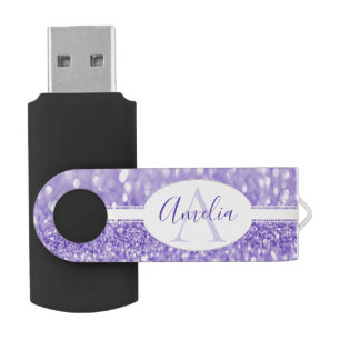 Purple Glitter Personalized USB Flash Drive