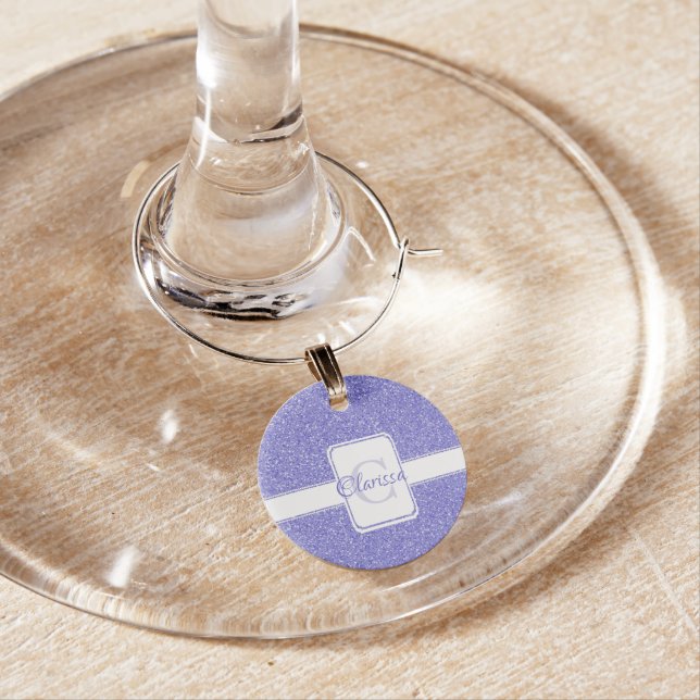 Purple Glitter Personalized Wine Charm (In Situ)