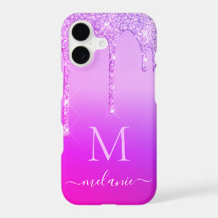 Purple Glitter Phone Case Personalized Name Letter