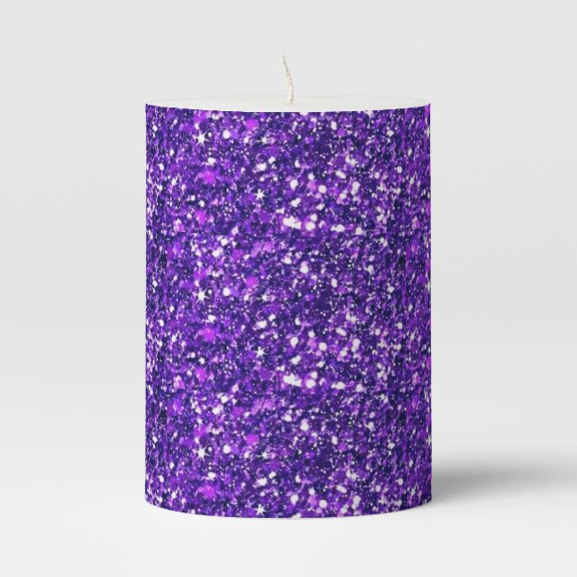 Purple Glitter Pillar Candle (Front)
