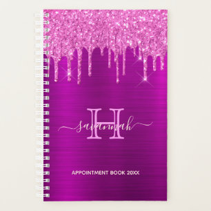 Purple glitter pink monogram planner