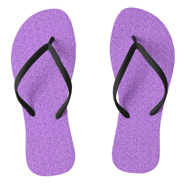 Purple Glitter Print Metallic Wedding bride groom Flip Flops (Footbed)