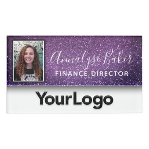 Purple Glitter Professional CNA Nurse Photo Name B Tag