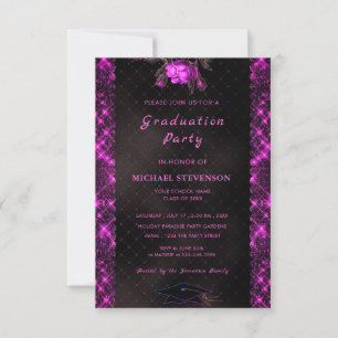 Purple Glitter QR Code Grad Invitation Template