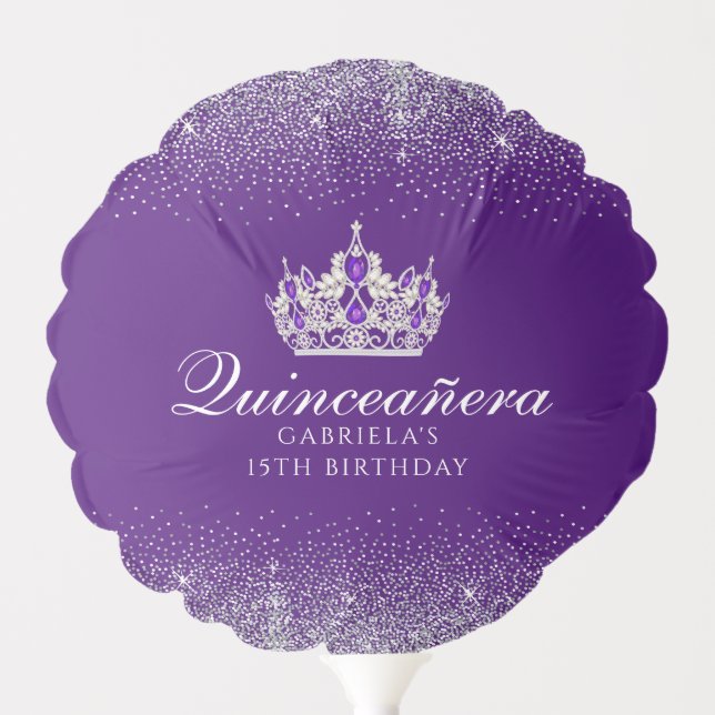 Purple Glitter Quinceanera Balloon (Front)