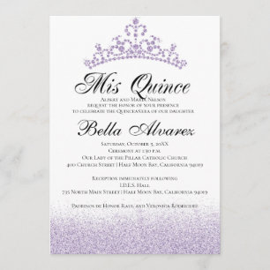 Purple Glitter Quinceañera Invitation Mis Quince