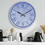 Purple Glitter Roman Numeral Sparkle Girly Large Clock<br><div class="desc">Purple Glitter Roman Numeral Sparkle Girly Large Clock</div>