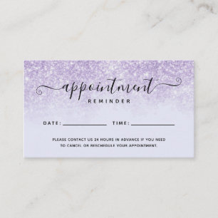 Purple Glitter Salon Spa Appointment Reminder Card