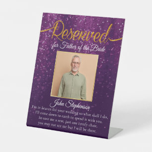 Purple Glitter Save A Seat Photo Wedding Memorial Pedestal Sign