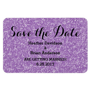 Purple Glitter Save the Date Flexi Magnet