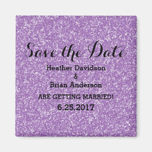 Purple Glitter Save the Date Magnet
