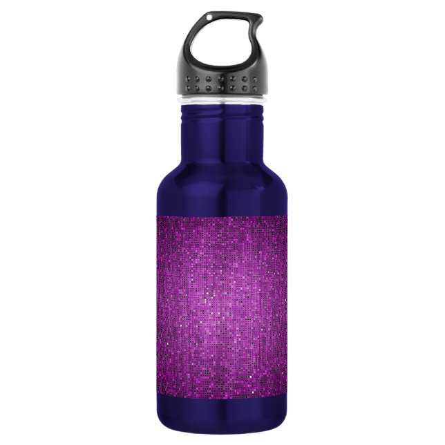Purple Glitter Sequin Disco 32. oz. Stainless Steel Water Bottle (Front)