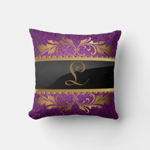 Purple Glitter Sequin Disco Couch Throw Pillow