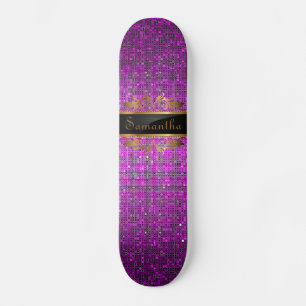 Purple Glitter Sequin Disco Glitz Comp Skateboard Deck
