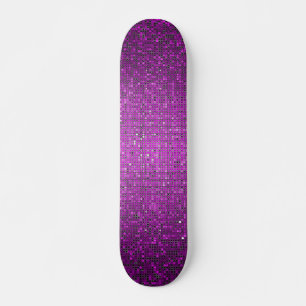Purple Glitter Sequin Disco Old School Skateboard