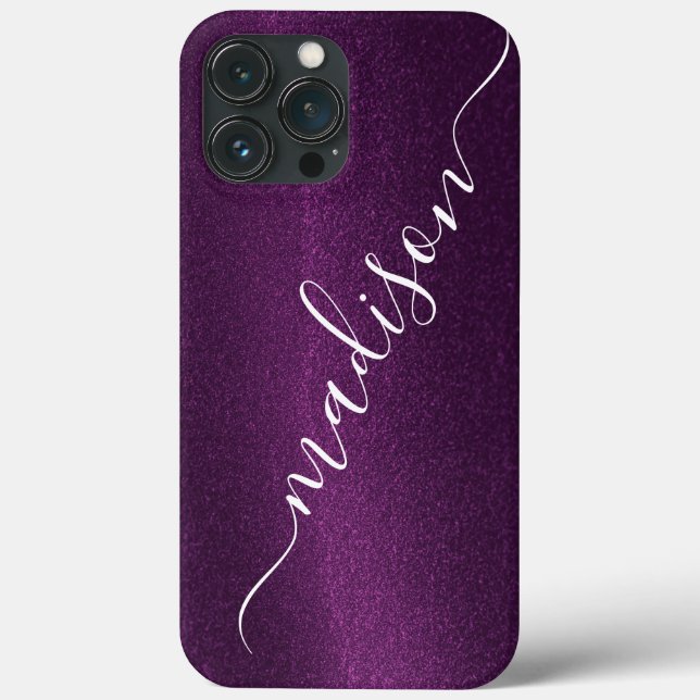 Purple Glitter Shimmer Custom Personalized Name Case-Mate iPhone Case (Back)