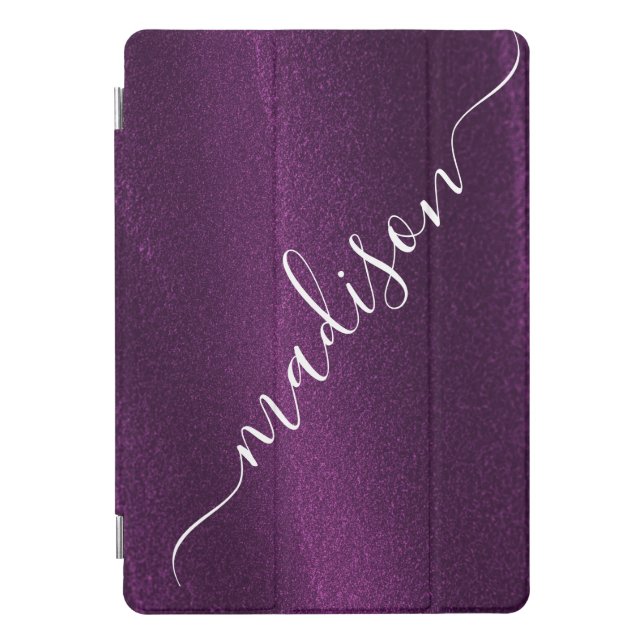 Purple Glitter Shimmer Custom Personalized Name iPad Pro Cover (Front)
