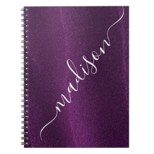 Purple Glitter Shimmer Custom Personalized Name Notebook