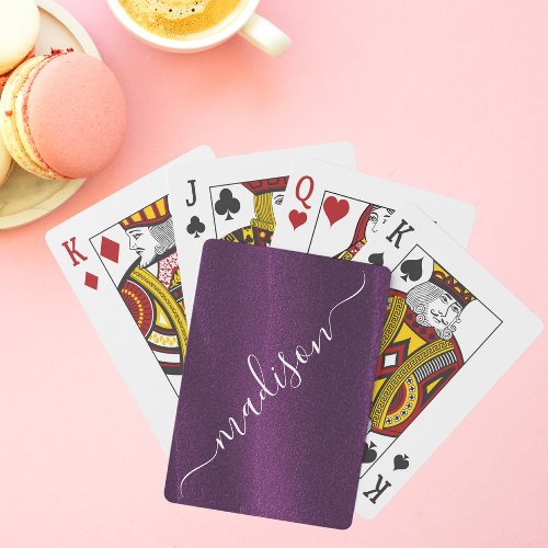 Purple Glitter Shimmer Custom Personalized Name Playing Cards